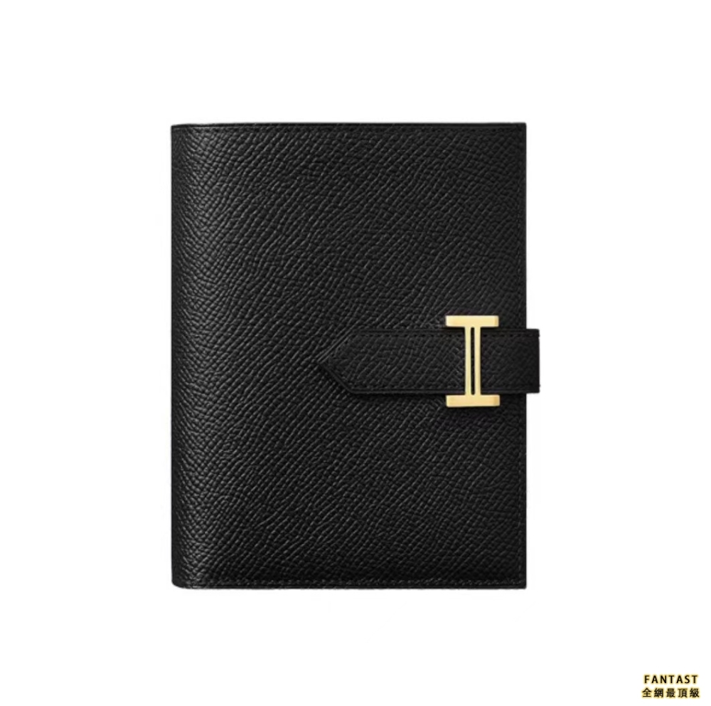 HERMES 愛馬仕 Bearn Epsom小牛皮 金扣 短錢包 女款 黑色