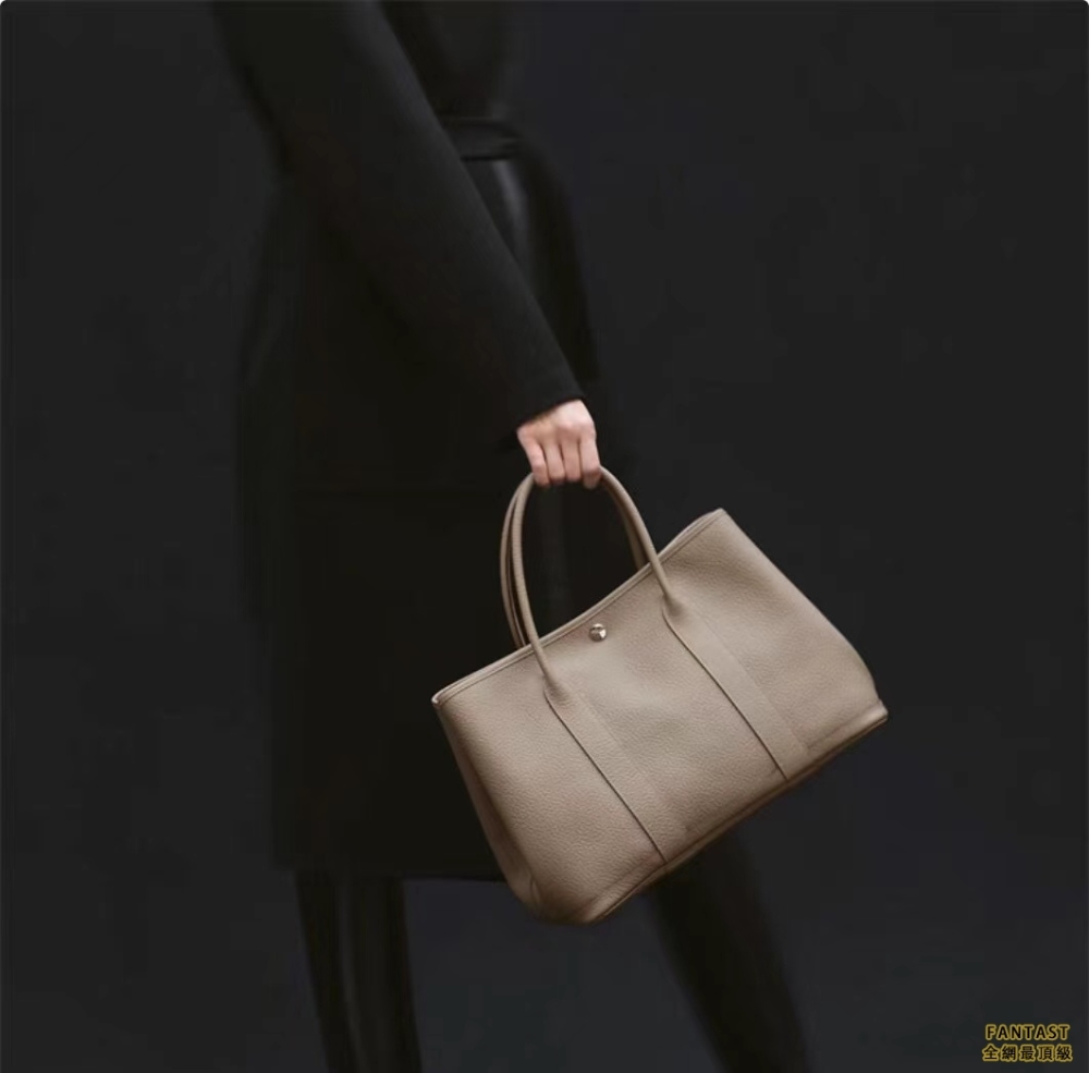 HERMES 愛馬仕 Garden Party 36 銀扣 Negonda 小牛皮 手提包 男女同款 大象灰