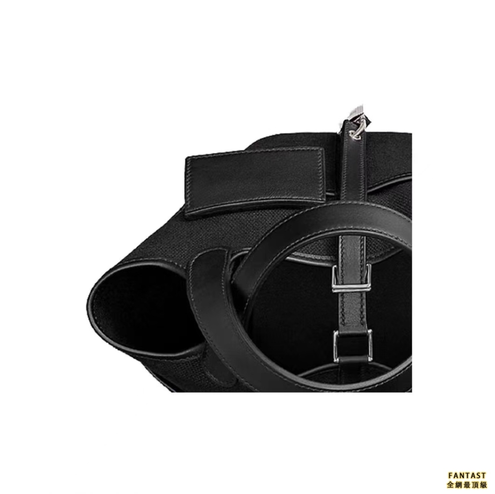 HERMES 愛馬仕 Picotin Lock Cargo 18 Pockets Cargo 銀扣 帆布拼Swift 小牛皮 菜籃子水桶包手提包 女款 Nior黑色
