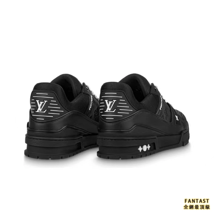 Louis Vuitton 路易威登 Trainer 皮革 低幫 繫帶 時尚板鞋 男款 黑色