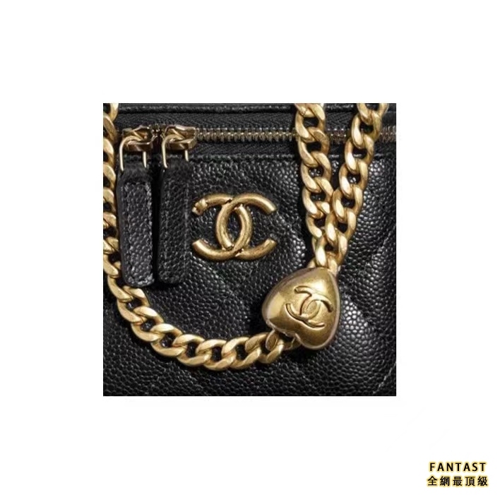 CHANEL 香奈兒 23P春夏系列 愛心金球盒子包 顆粒壓花牛皮 方盒子斜挎包 小號 黑色 小資女包包