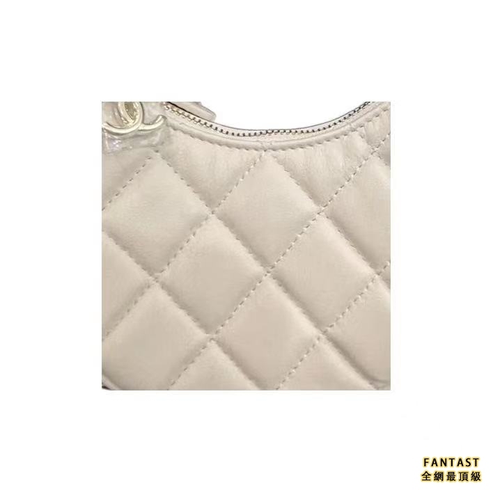 CHANEL 香奈兒 23P春夏系列 月亮包月牙包豌豆包Hobo包餃子包 小羊皮 手提單肩斜挎包 迷你 女款 白色 小資女包包