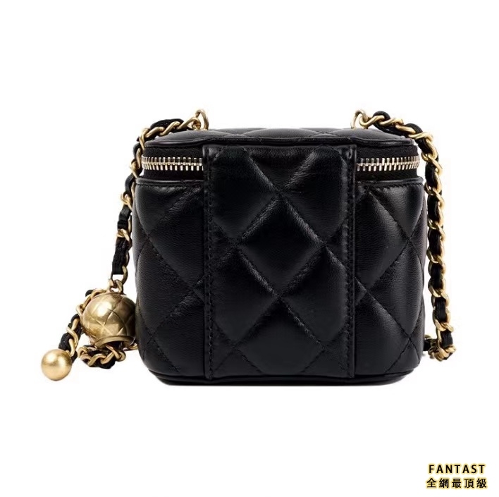 CHANEL 香奈兒 小金球 金球盒子包 斜挎包 黑色 羊皮 肩帶可調節 小資女包包