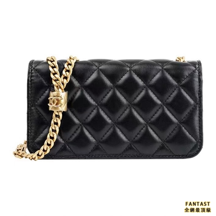 CHANEL 香奈兒 22K秋冬系列 金球WOC 翻蓋斜挎包 單肩包 女款 羊皮 黑色 小資女包包