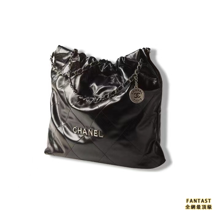 CHANEL 香奈兒 22Bag 菱格紋大容量 牛皮 單肩包 中號 女款 黑色