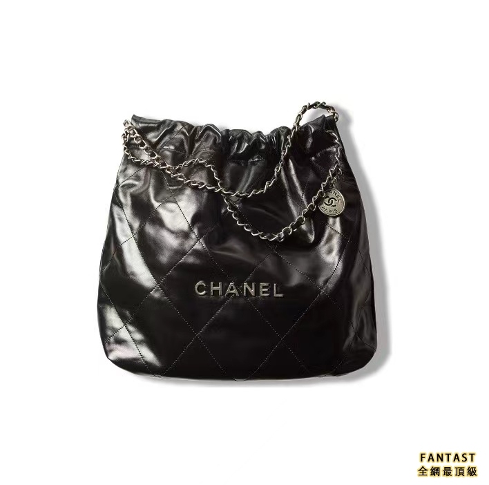 CHANEL 香奈兒 22Bag 菱格紋大容量 牛皮 單肩包 中號 女款 黑色