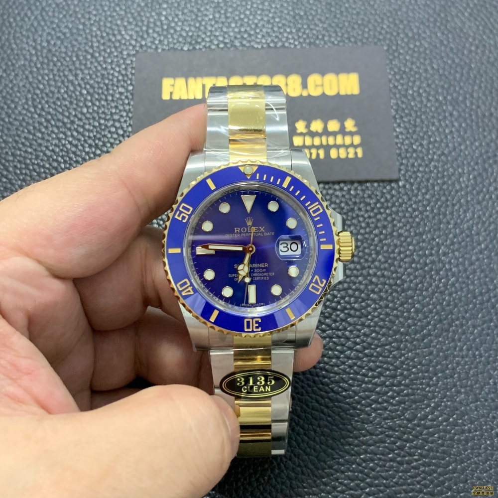 香港高仿勞力士Submariner 間金藍圈水鬼40MM，丹東3135機芯，Clean廠製造。116613