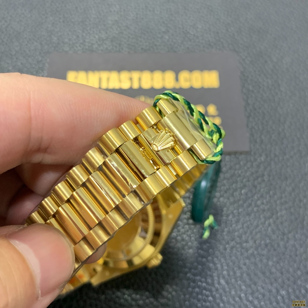 「高仿勞力士 | Day-Date 40 40MM 18K黃金總統錶鏈香檳色羅馬字盤手錶」。