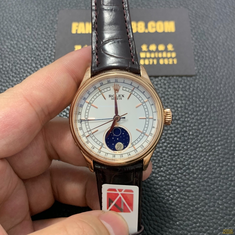 KZ廠勞力士切利尼系列M50535-0002玫瑰金白盤手錶