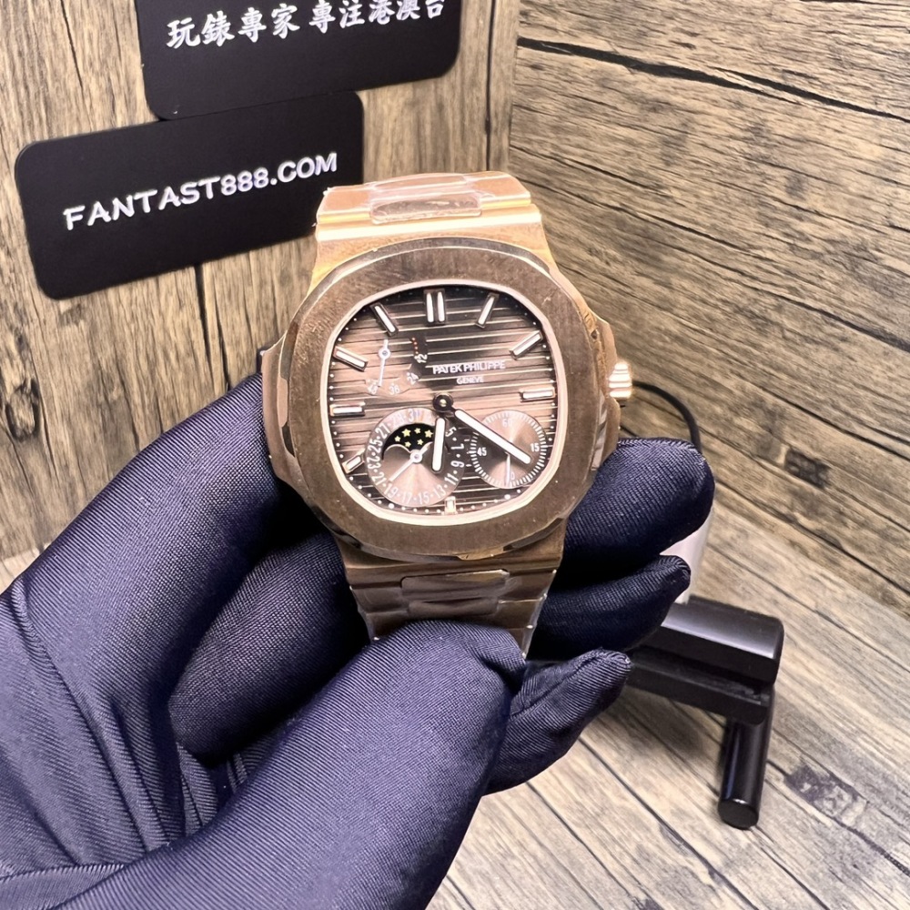 “2024新版PPF百達翡麗5712/1R玫瑰金 - 240一體機芯，真動顯BUFF代用盤指针”