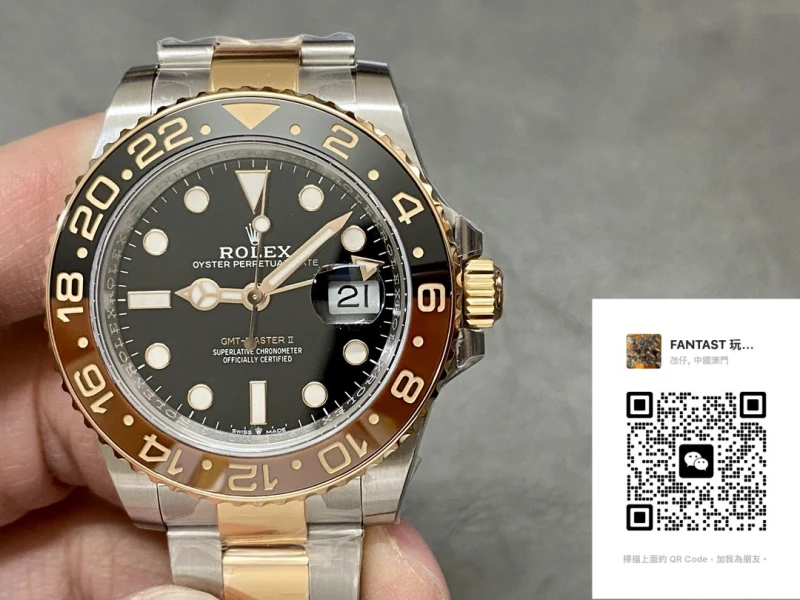 Rolex GMT-Master II Series M126715CHNR-0001 High-End Replica Rolex in 18K Gold Modification [C Factory 3285 Movement]