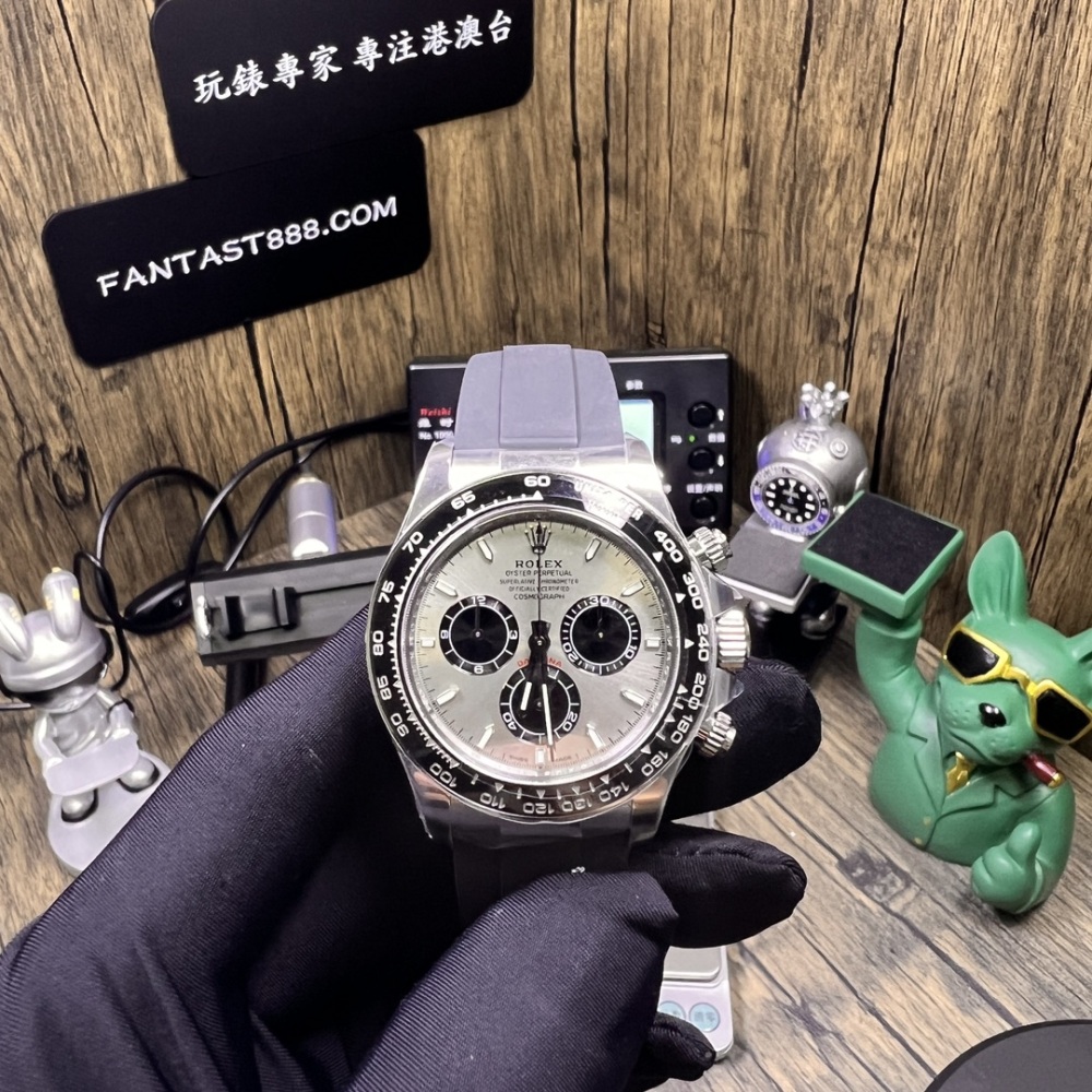 "2024年最新CLEAN廠復刻版：勞力士Daytona M116519-0027水泥灰膠帶高仿V5版本實拍展示"