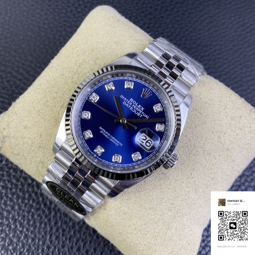 C厂Clean劳力士36mm日志型m126234-0037钻石蓝面「3235机芯」