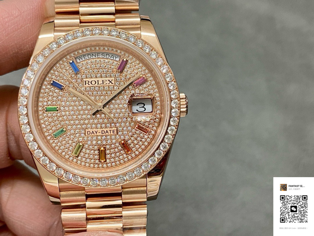 勞力士星期日誌型雙曆40mm配重改裝版：18K包金與莫桑钻的 |高端定制