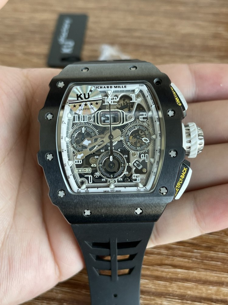 全新高仿理查德RM11-03陶瓷計時RM011 - 白幽靈與黑幽靈版
