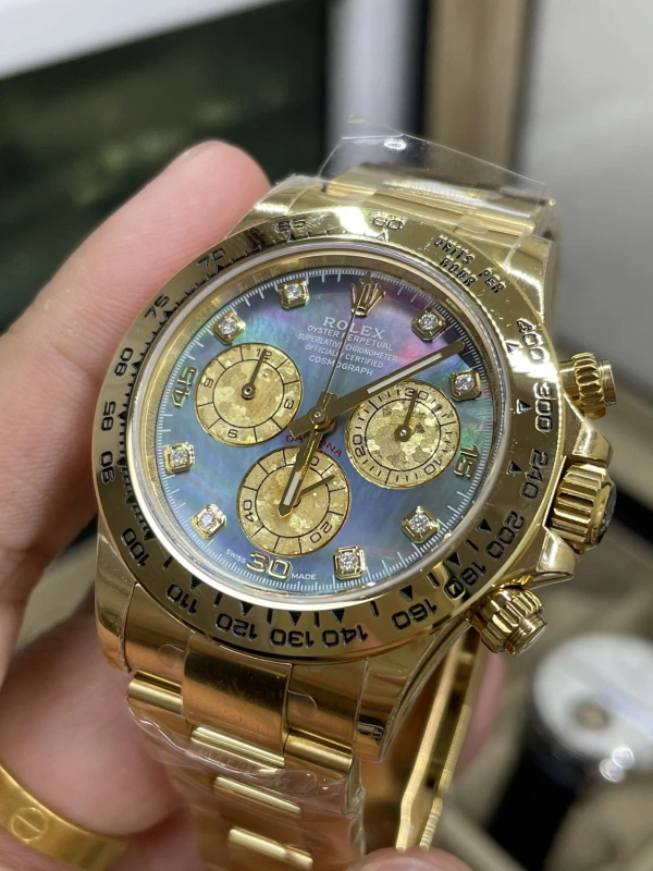 "頂級高仿勞力士迪通拿116508全金 | SW大溪地貝母盤升級 | SW立體針 | WG配重黃金圈 | Deep高透鏡 | 丹東4130機芯"
