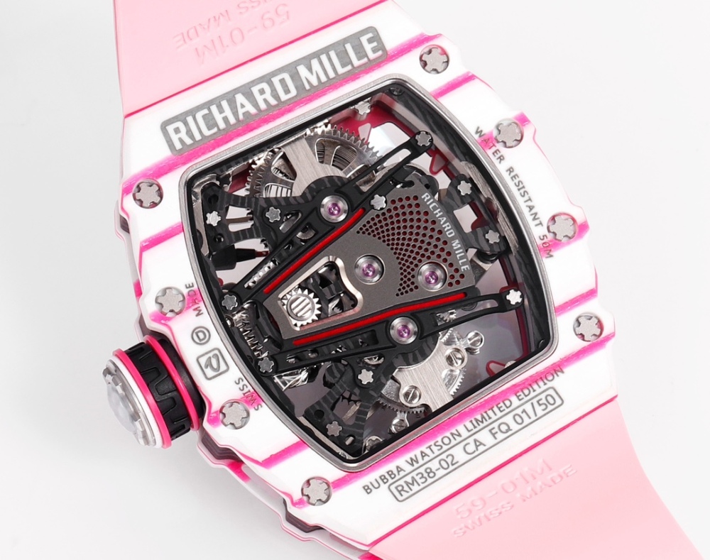 頂級高仿複製手錶RICHARD MILLE RM 38-02 Tourbillon Bubba Watson - 粉紅主題陀飛輪腕錶 | 高爾夫球靈感