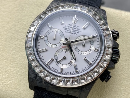 PPM改装 劳力士 迪通拿碳纤维 40mm 宝石方钻圈口 真陨石表盘 莫桑钻云母贝盘 4801/4130机芯