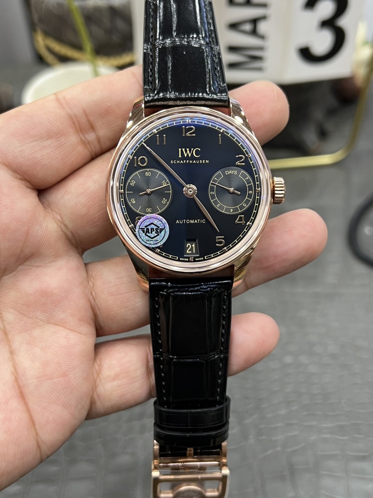 【1:1復刻】萬國葡七42mm玫瑰金黑面｜定製版52010機芯｜7天超長動儲｜正裝錶天花板