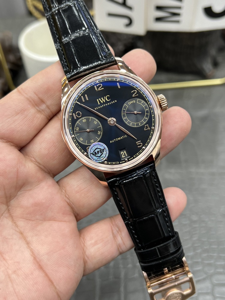 【1:1復刻】萬國葡七42mm玫瑰金黑面｜定製版52010機芯｜7天超長動儲｜正裝錶天花板