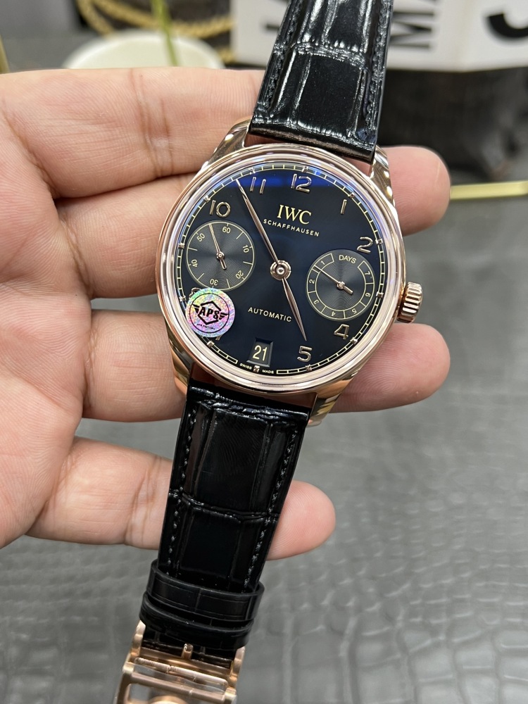 【1:1復刻】萬國葡七42mm玫瑰金黑面｜定製版52010機芯｜7天超長動儲｜正裝錶天花板