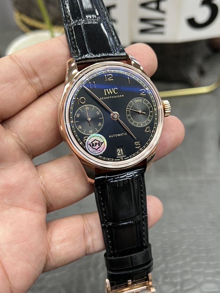 【1:1復刻】萬國葡七42mm玫瑰金黑面｜定製版52010機芯｜7天超長動儲｜正裝錶天花板