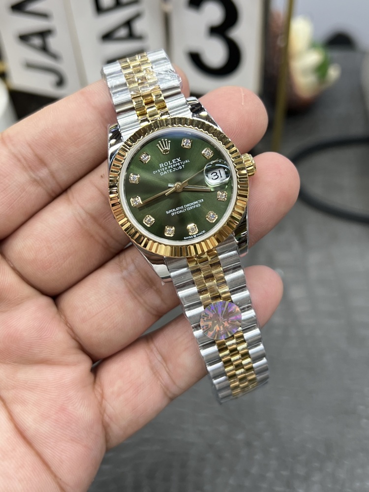【1:1復刻】勞力士日誌型31mm｜間金綠鑽盤｜海鷗2824機芯｜復刻界「綠金鑽」標杆