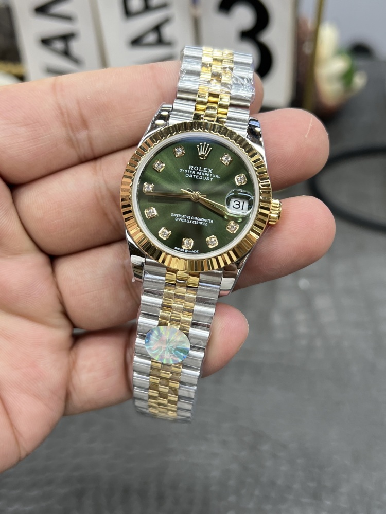 【1:1復刻】勞力士日誌型31mm｜間金綠鑽盤｜海鷗2824機芯｜復刻界「綠金鑽」標杆