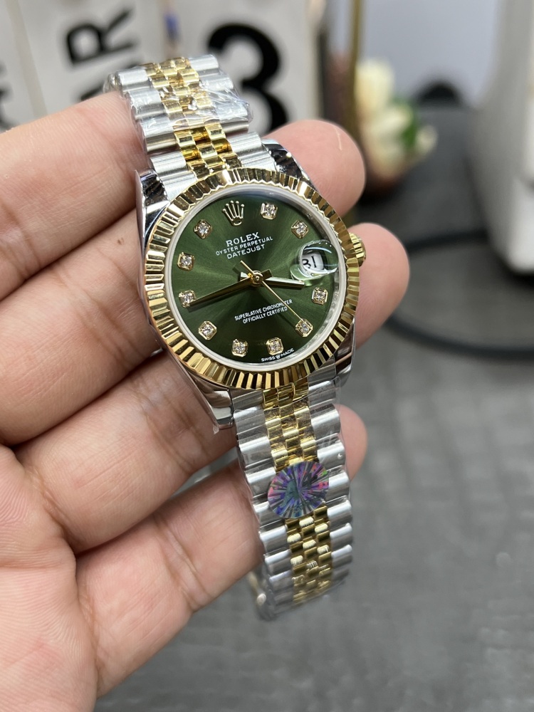 【1:1復刻】勞力士日誌型31mm｜間金綠鑽盤｜海鷗2824機芯｜復刻界「綠金鑽」標杆