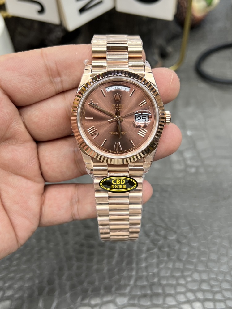 頂級復刻勞力士星期日型40mm | 玫瑰金咖啡面 | 海鷗3255機芯