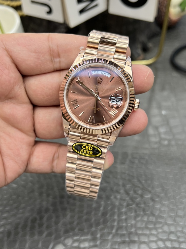 頂級復刻勞力士星期日型40mm | 玫瑰金咖啡面 | 海鷗3255機芯