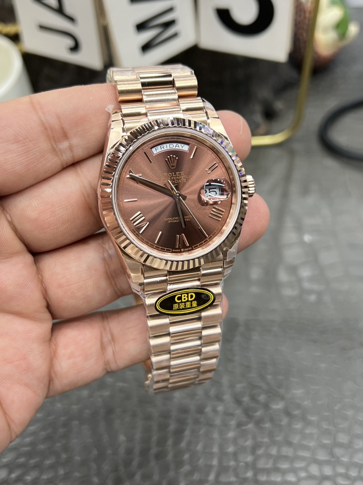 頂級復刻勞力士星期日型40mm | 玫瑰金咖啡面 | 海鷗3255機芯