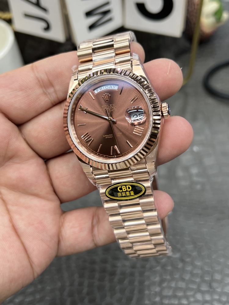 頂級復刻勞力士星期日型40mm | 玫瑰金咖啡面 | 海鷗3255機芯