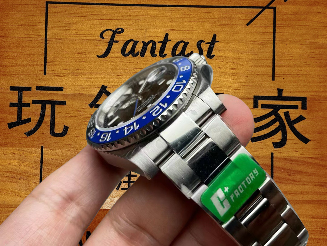 C+廠勞力士藍黑圈黑色表盤特寫 冰寶藍夜光刻度與指針 克隆3285機芯