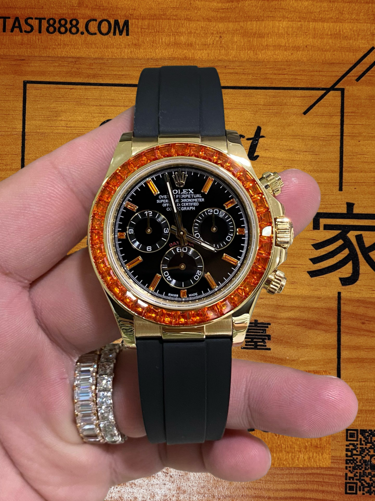 18K黃金南瓜丁腕錶全景實拍-彩寶圈火彩與黃金光澤交織