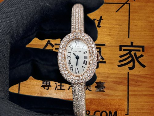 高仿卡地亞手錶 18K真金莫桑鑽