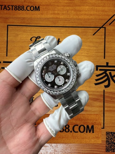 VS廠勞力士迪通拿｜4131機芯配重殼｜改頂級貝母盤+大顆莫桑鑽｜實拍鑑賞