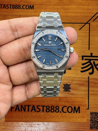 ZF廠直供｜愛彼皇家橡樹676510R女款鑽圈藍面｜瑞士ETA石英機芯｜源頭工廠現貨