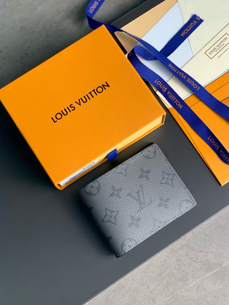 頂級復刻LV M80906灰花Multiple錢夾｜Monogram Eclipse帆布｜95%高還原度｜小巧便攜