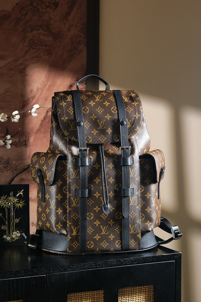 頂級復刻LV CHRISTOPHER雙肩包 M43735｜芯片菱形跳動碼｜法國原廠皮料｜24K厚鍍鋼五金