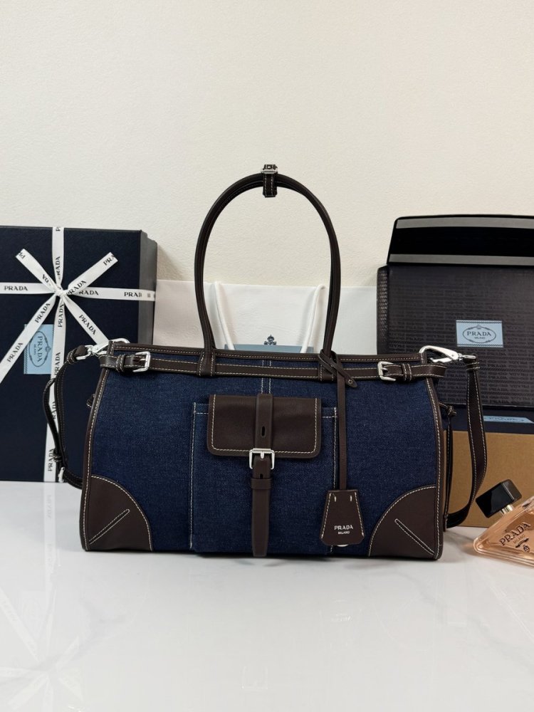 頂級定製 Prada P2250 牛仔布 Bonnie 大號手袋 藍色