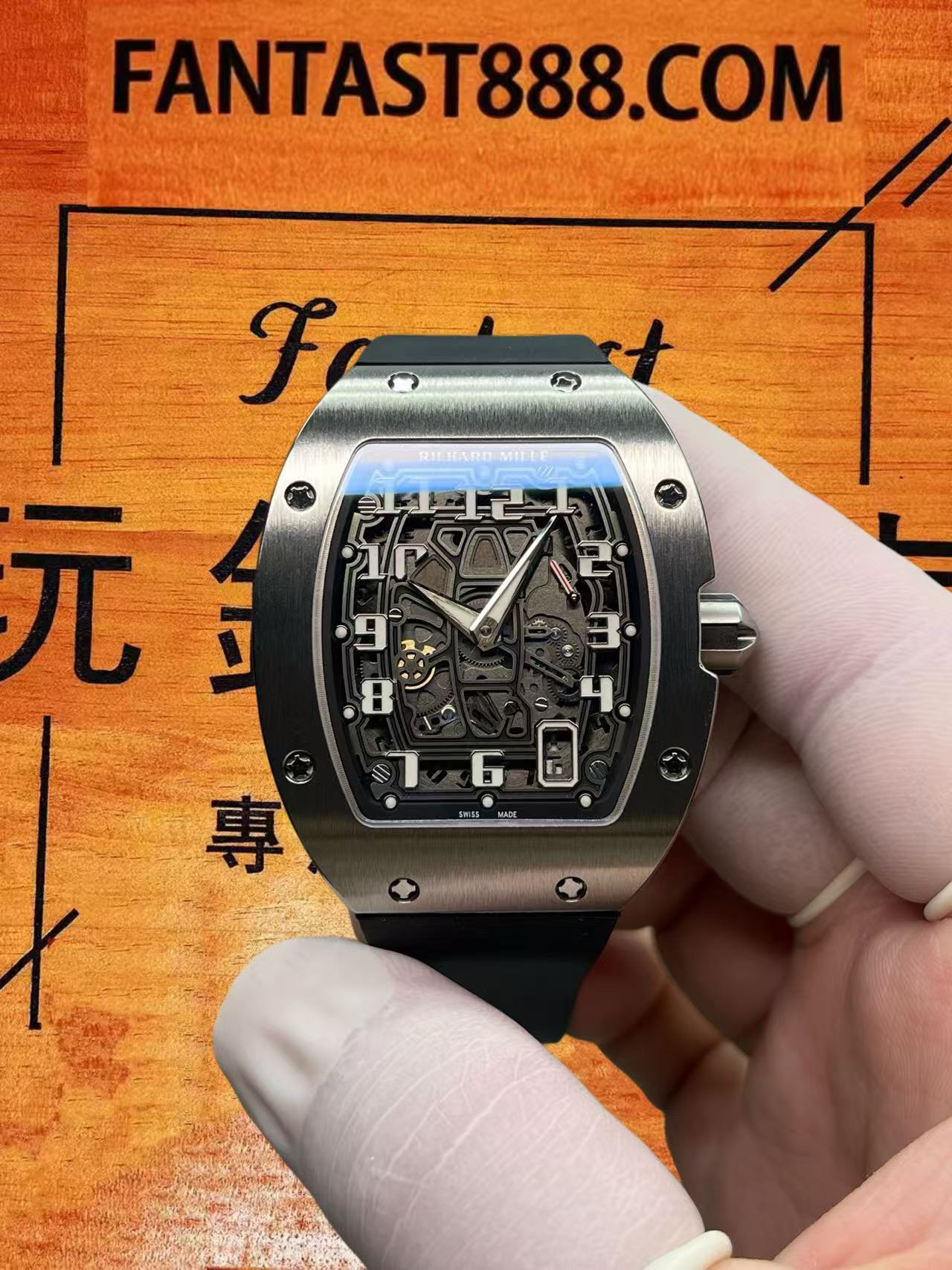 高仿理查德米勒RM67-01玫瑰金T方鑽滿天星