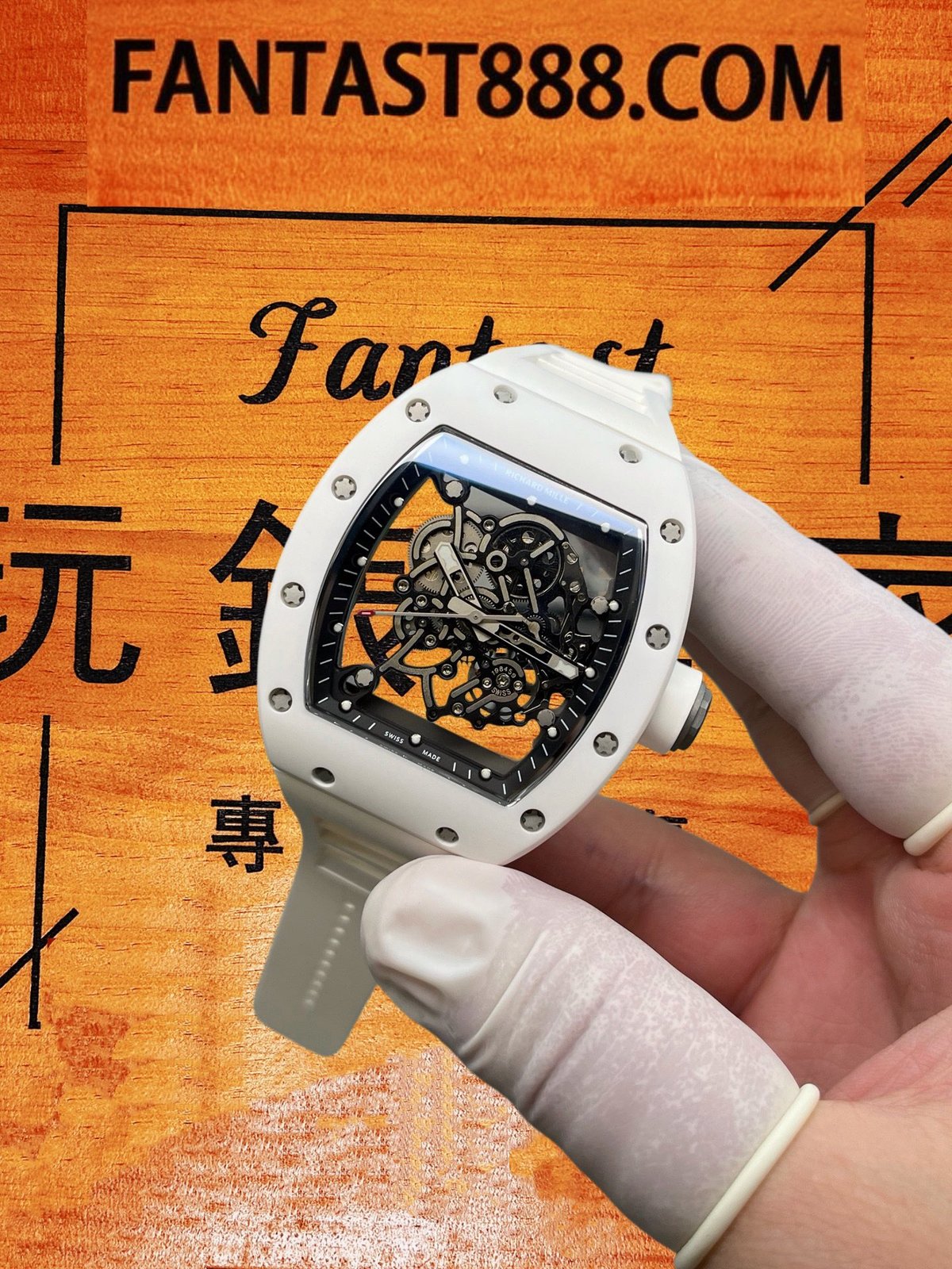 BBR廠Richard Mille RM 055白色ATZ陶瓷鏤空復刻錶細節圖6