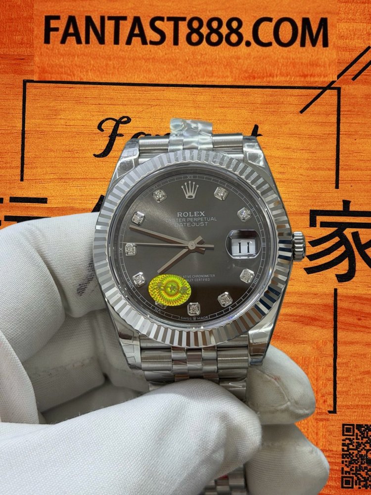 VS廠 ROLEX Datejust 41mm 日誌型 灰面鑽石刻度 牙圈 五珠鏈帶 丹東3235無卡度機芯