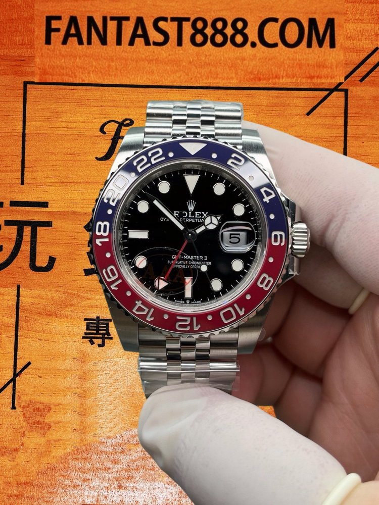 VS廠 ROLEX GMT-Master II 百事圈 Pepsi 紅藍陶瓷圈 黑面 Jubilee五珠鏈 丹東3285雙時區機芯