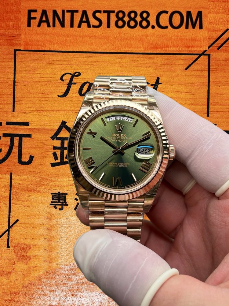 8+廠Rolex勞力士Day-Date 40mm橄欖綠羅馬字永恒玫瑰金配重170g