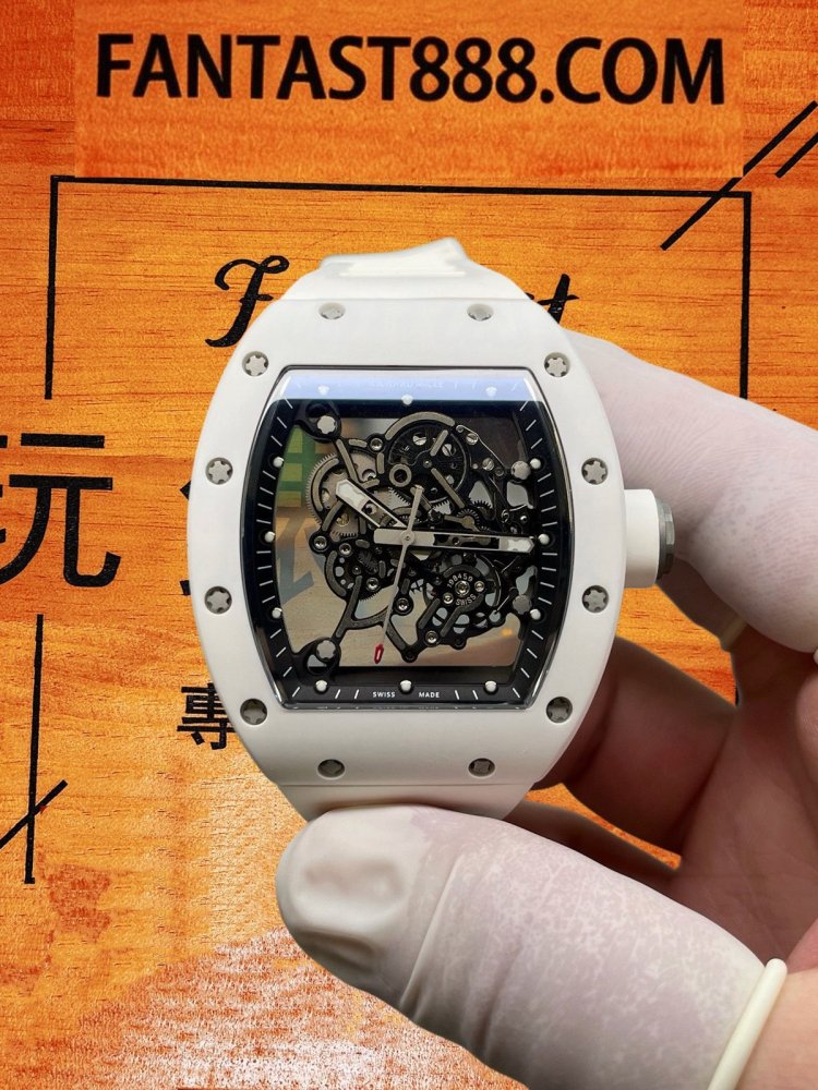 BBR廠Richard Mille RM 055白色ATZ陶瓷鏤空復刻錶