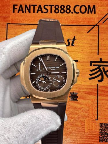 PPF廠 Patek Philippe 百達翡麗 Nautilus 5712R 玫瑰金巧克力棕盤 棕色橡膠帶 40mm 自動機械腕錶 240PS IRM C J機芯 月相動力儲存 60米防水