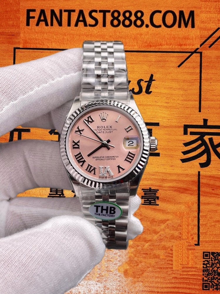 THB廠 勞力士 Datejust 日誌 31mm 玫瑰金 Rolesor 間金 粉色盤 羅馬數字時標 三角坑紋圈 Cal.2236 復刻腕錶