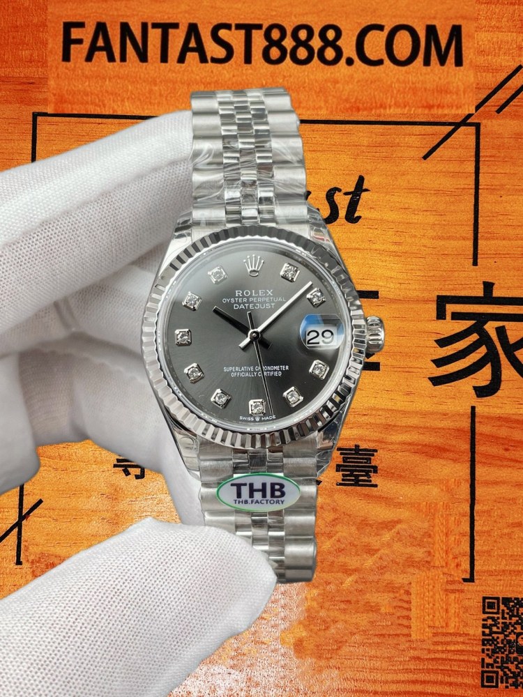 THB廠 勞力士 Datejust 日誌 31mm 精鋼 灰盤 鑽石時標 三角坑紋圈 Cal.2236 復刻腕錶